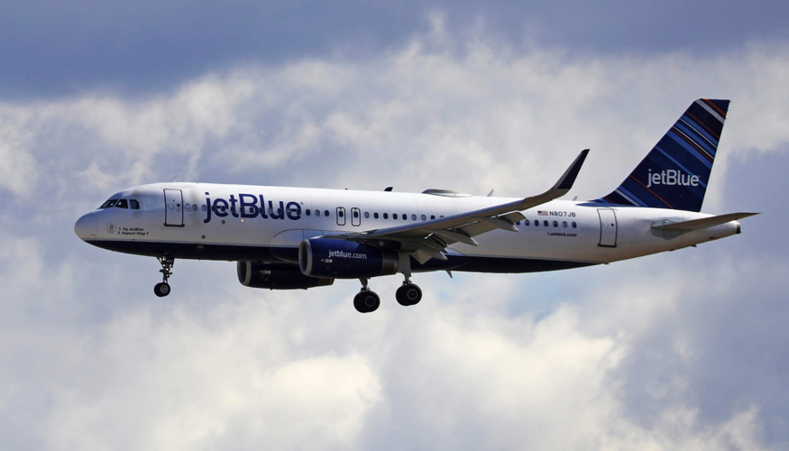 Jetblue plane in the air