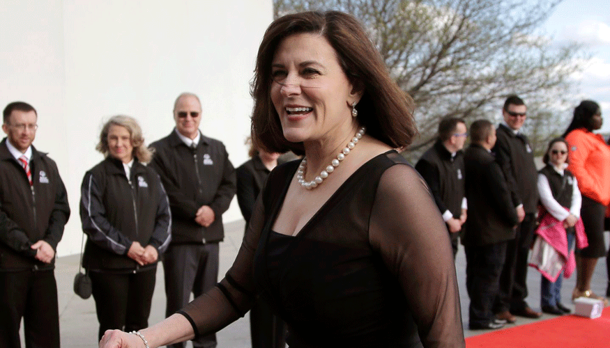 Victoria Reggie Kennedy, photographed in 2017 arriving at the John F. Kennedy Presidential Library and Museum before the 2017 Profile in Courage award ceremonies.